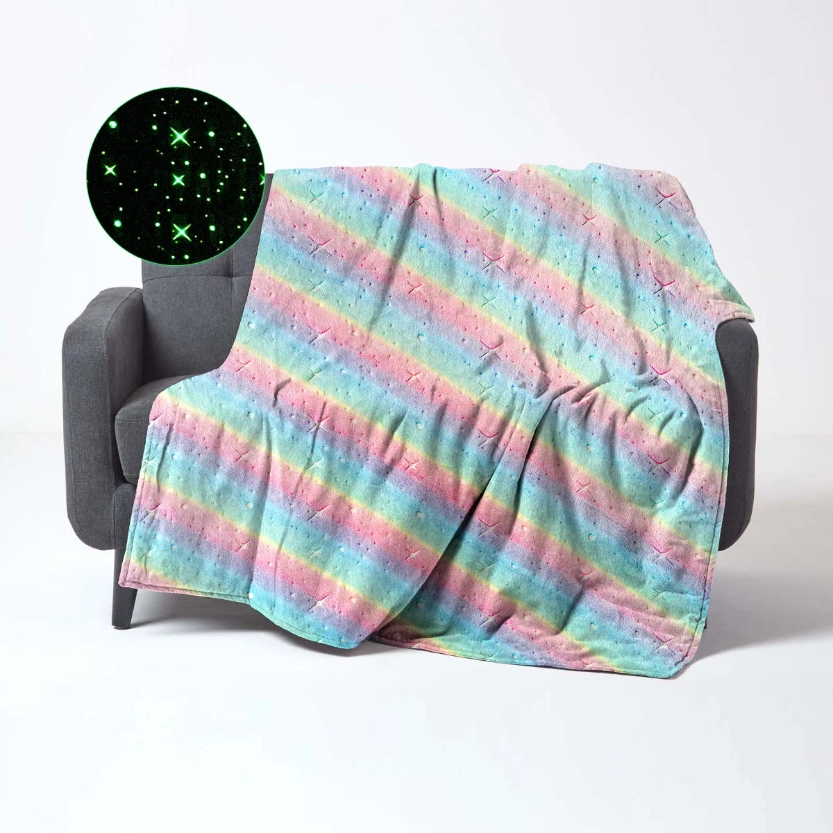 NEW Rainbow Luminous Blanket Magic Super Soft Plush Glow in the Dark