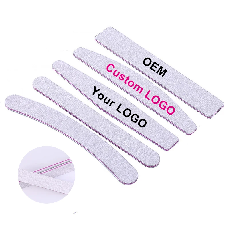 Professional Nail Tools Double Side Custom logo Emery Board Disposable Nail File 80 100 180 240  Washable  Nail File Set