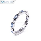 Tianyu gems customized 14k 18k white gold material ring band French cut Sapphire gemstone ring