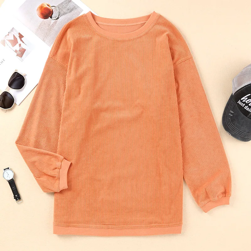 Shewin Wholesale Bulk Fall Winter Designer Casual Orange Corduroy