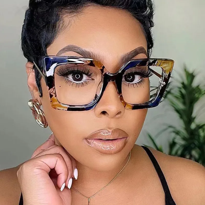 Square Cat Eye Vintage Glasses Blue Leopard Spot Frame Women main image 3