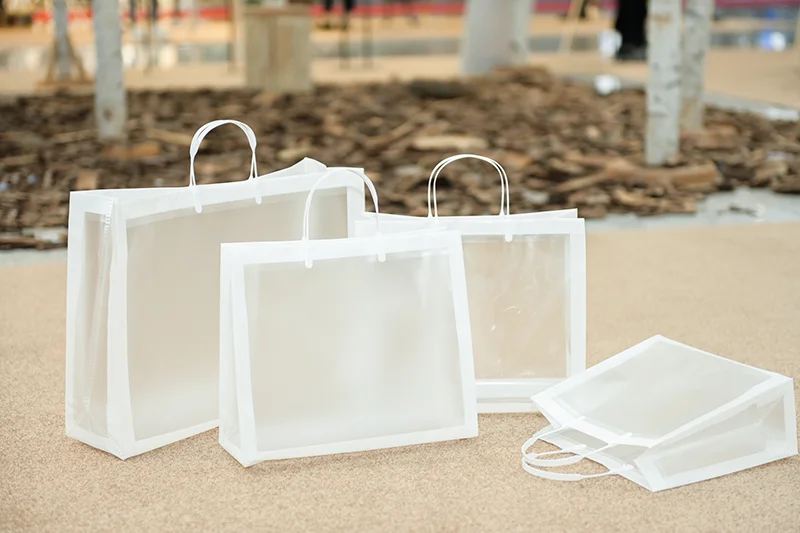 product custom logo designer side gusset plastic shopping bags with handle soft hardness gift bags for clothing  shoes-2