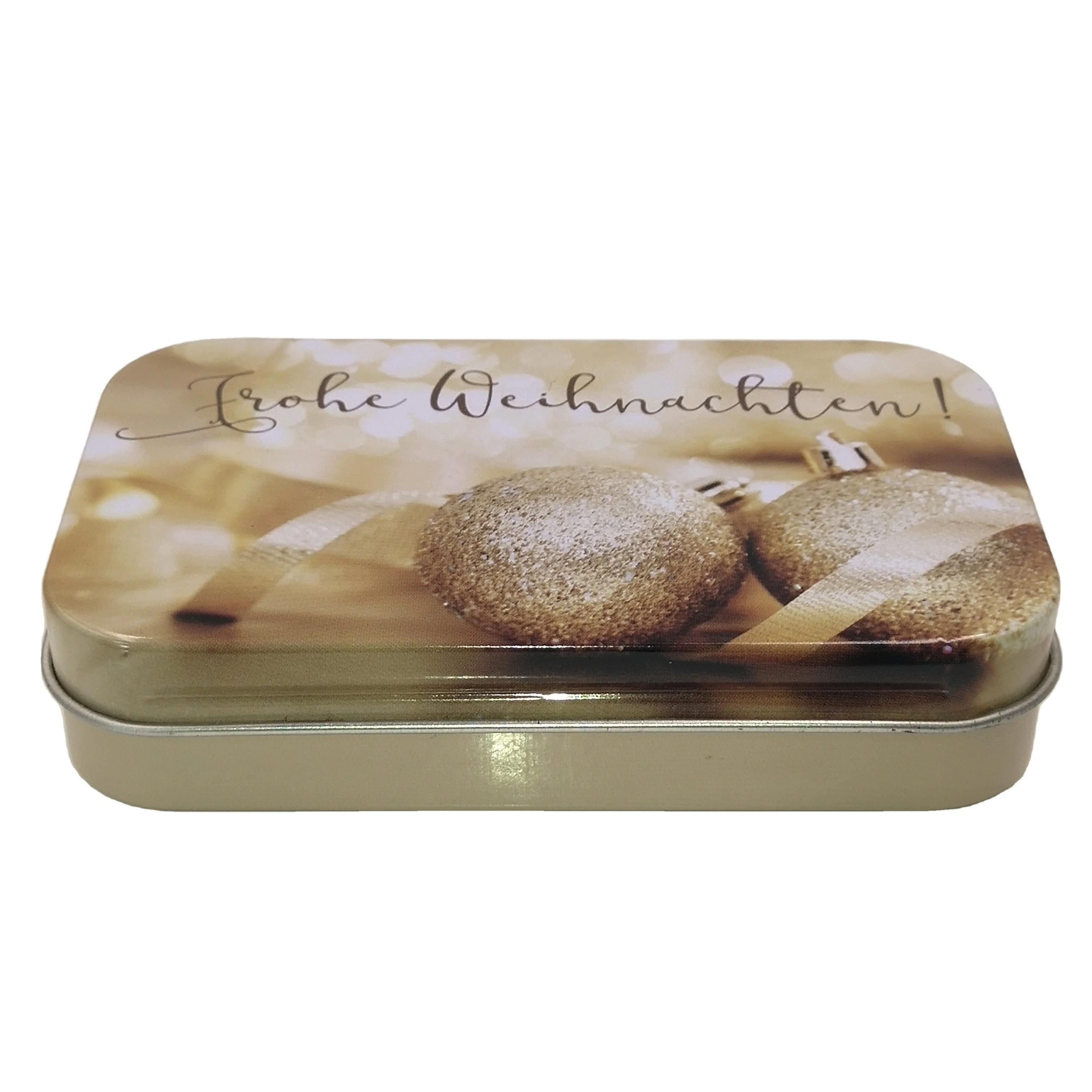Custom printed rectangular metal mint candy tin food grade hinged tin ...