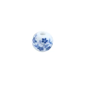 Exquisite Round DIY Blue and White Ceramic Beads by Mizzen for National Style Jewelry Making Handcrafted From Porcelain Clay