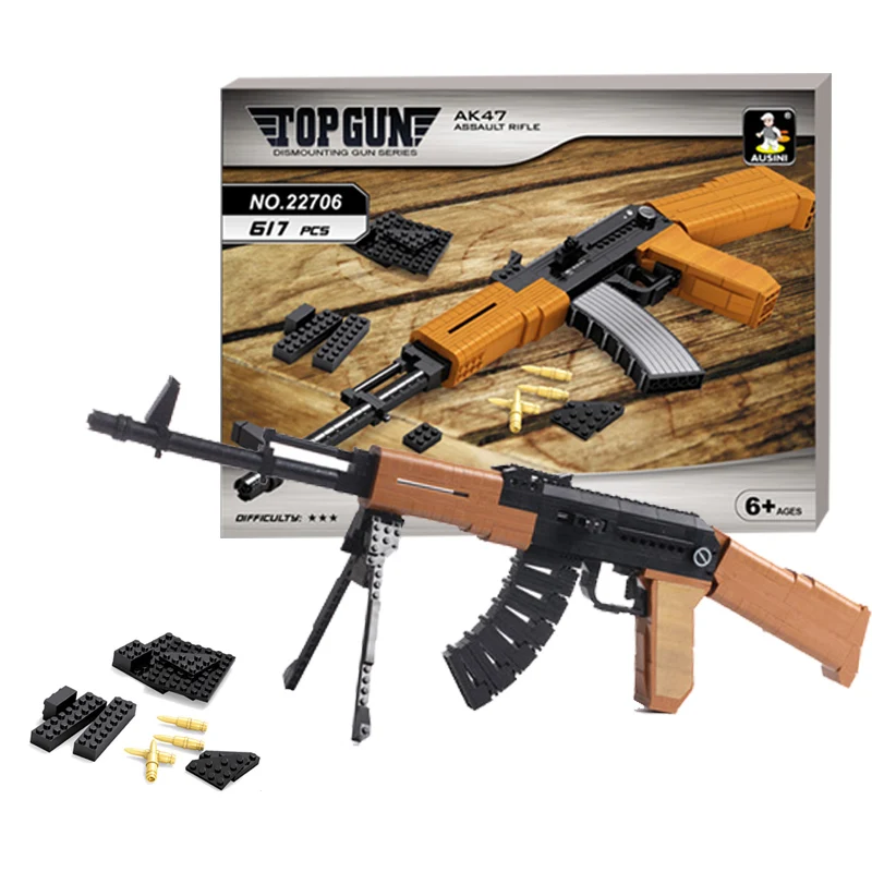 Gun Brick Toy Ausini AK47 Sniper Gun - 617 Pcs Military Building