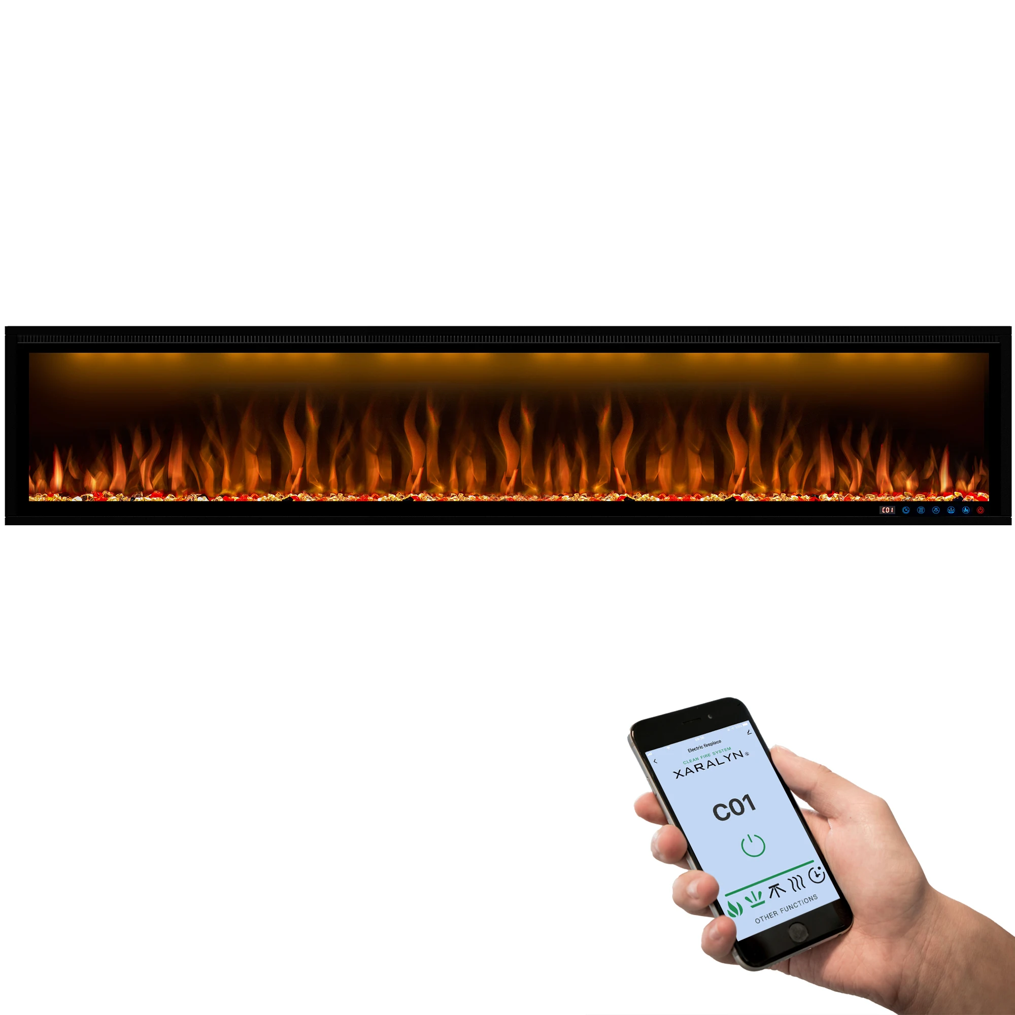 Luxstar 95 Inches Smart Artificial Fireplace Overheat Protection Electrical Fireplace Heaters with Heat