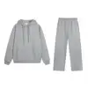 Grey Pullover Hoodie Straight Leg Set