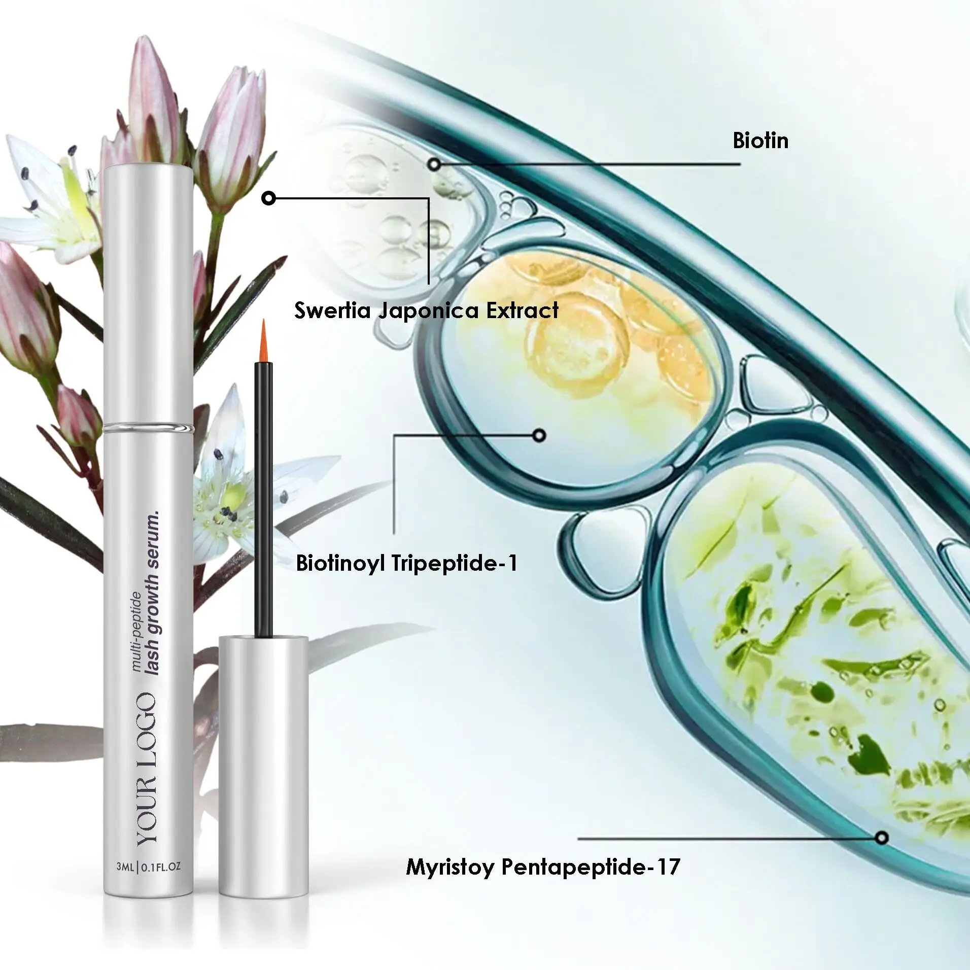 New Design Biotin Lash Growth Serum Liquid Effective Lengthening