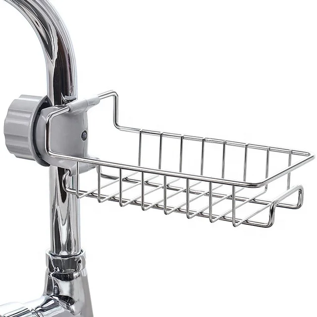 Thickened Adjustable Metal Kitchen Utensil and Sponge Holder Rack with Multi-functional Save Space Design