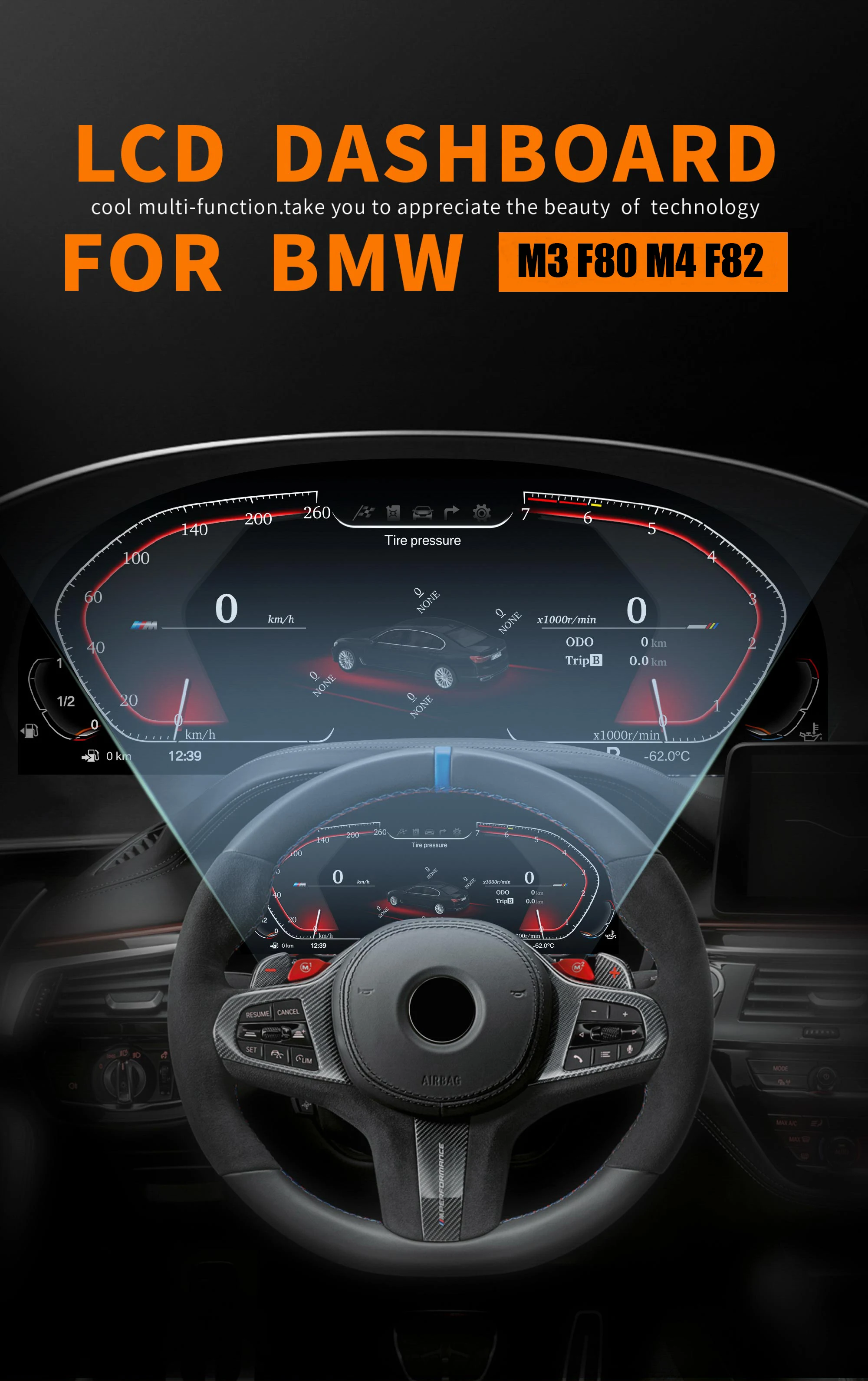 BMW M3 F80 M4 F82 (2013-2019)用デジタルLCDスピードメーター新登場