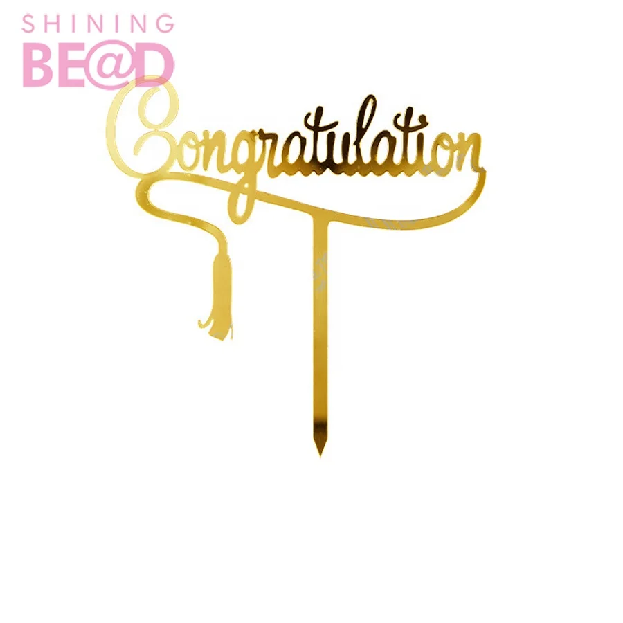 Class of 2021 Cake Topper Gold Acrylic Cake Topper Congratulations Graduation Party Cake Baking Decoration