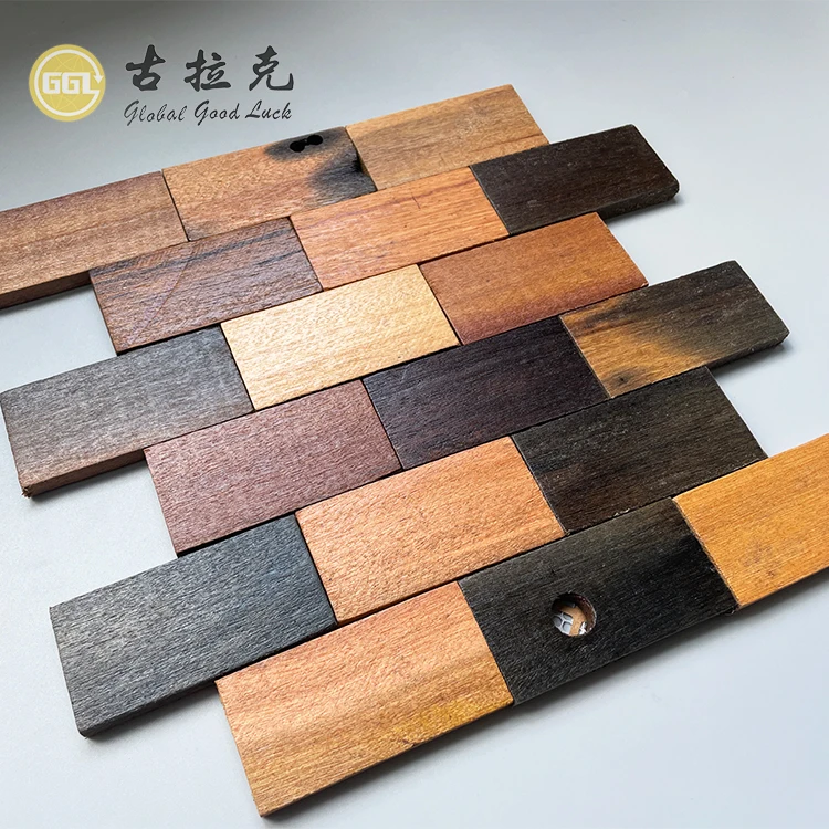 Wood Wall Mosaic tile Customized Design Panel Planks Wooden Mosaics