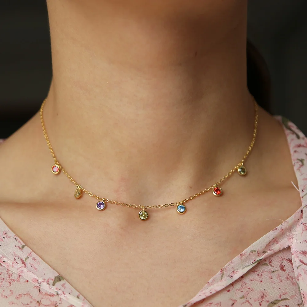 Stone Birthstone 24k Gold Necklace 