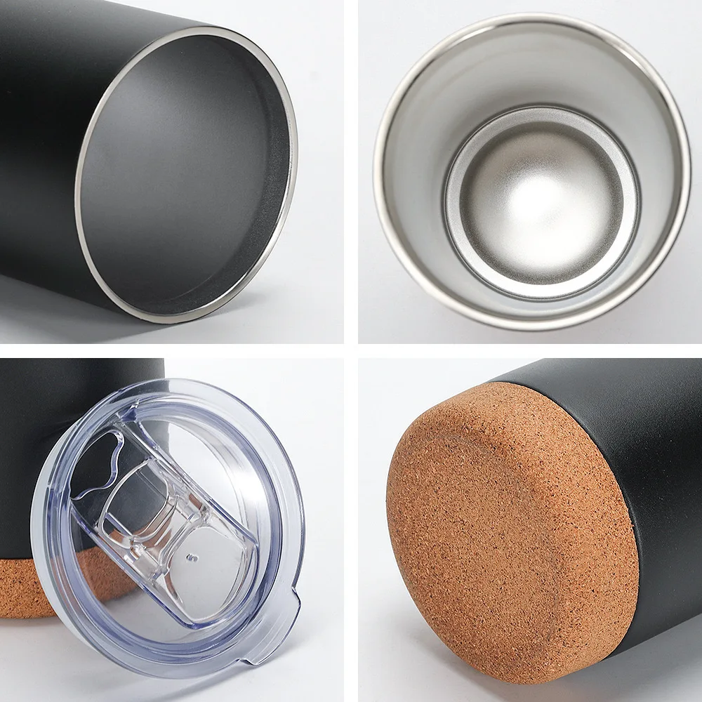 Travel Tumbler with Cork Bottom | 16oz Double Wall Insulated Coffee Mug for  Hot & Cold Drinks  Customized Options Available