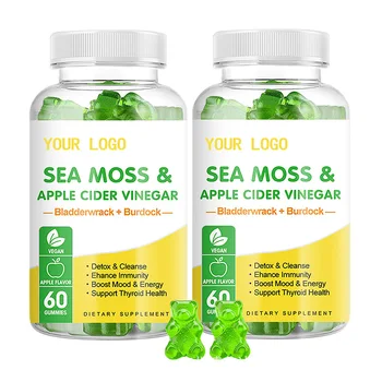 Private Label Vegan Sea Moss Gummies For Immune System 60 Counts Seamoss And Bladderwrack Gummies