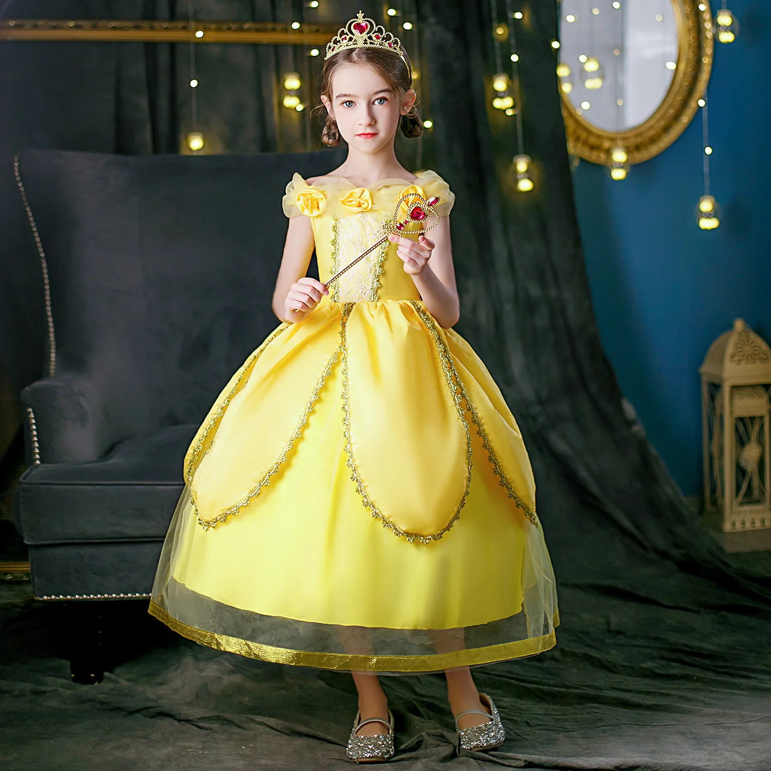 beauty and the beast birthday dress Girl's luxury dress Beauty and the Beast, birthday party 12-18 months US numeric