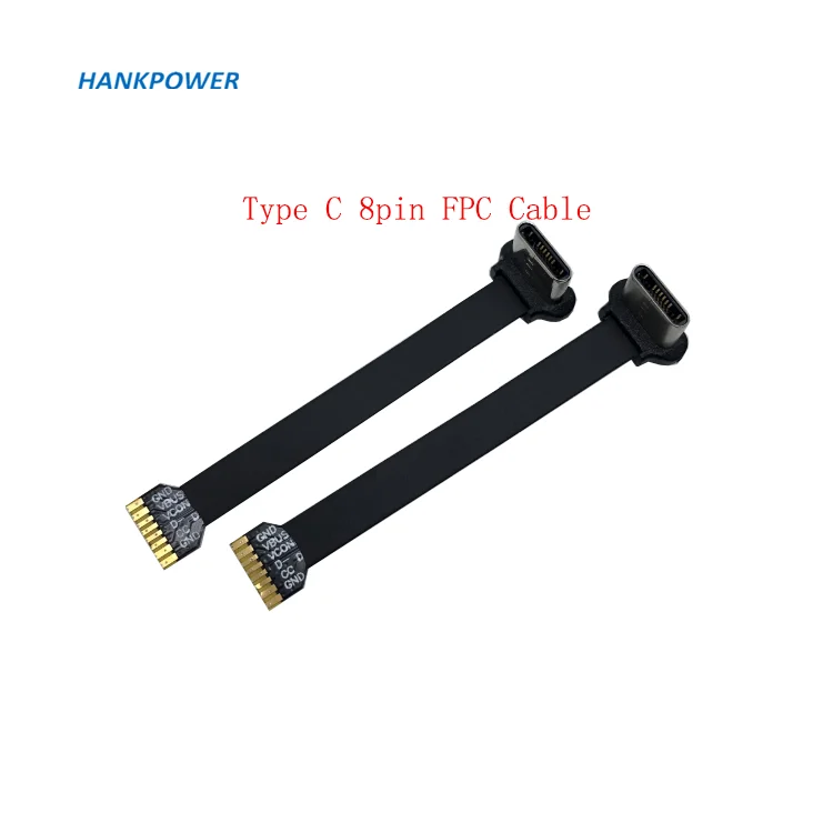 USB C to 8 Pin Injection Mold Flat FPC FPV Cable Type C T Shape Male Wireless Charging Plug With FPC Flexible Row Cable