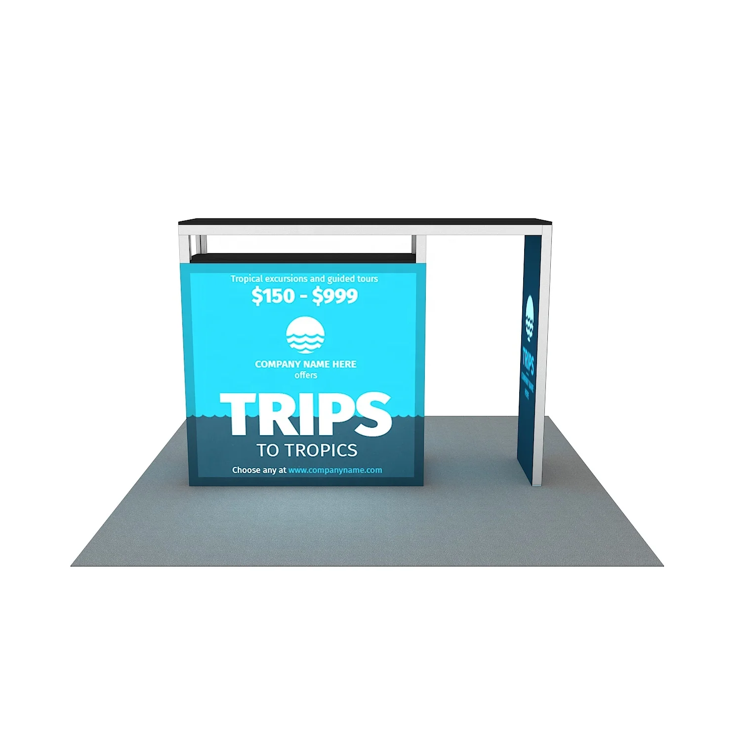 Customized Printing LED Backlit Aluminum SEG Fabric Front Reception Table Promotion Stand Display Exhibition Trade Show Counter