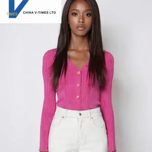 China V-times 2026 Spring Autumn Women's Slim Fit Sweater Trendy Simple Top Solid Color Casual Style Womens Clothing