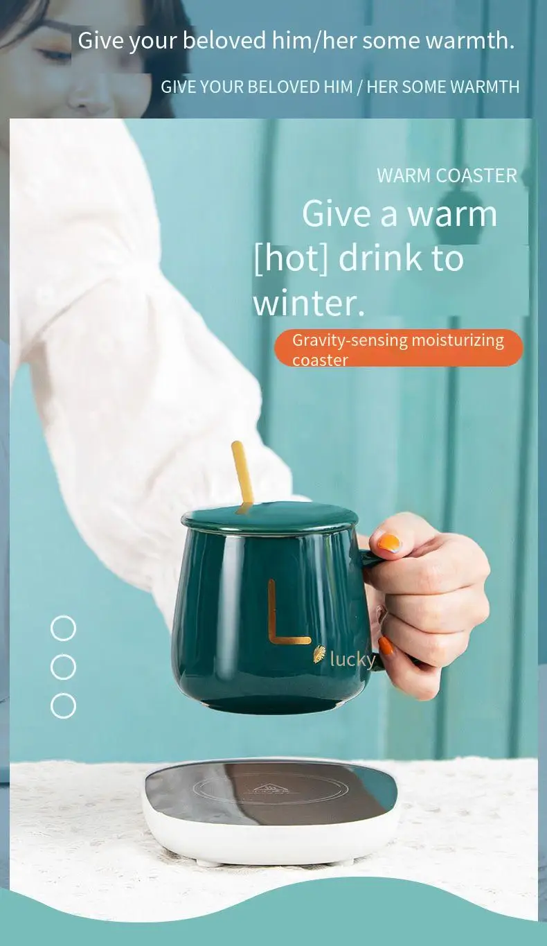 Gift Set Cup Heating Pad Temperature Control Smart Coffee Mug Cup