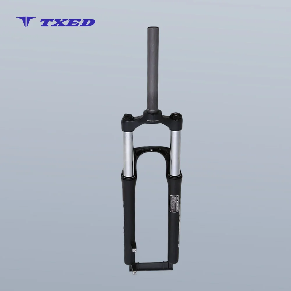 Aluminum Bicycle Front Suspension Fork with Coil Spring and Straight Steerer 26 Inch Threadless Hydraulic Lockout for E-Bike