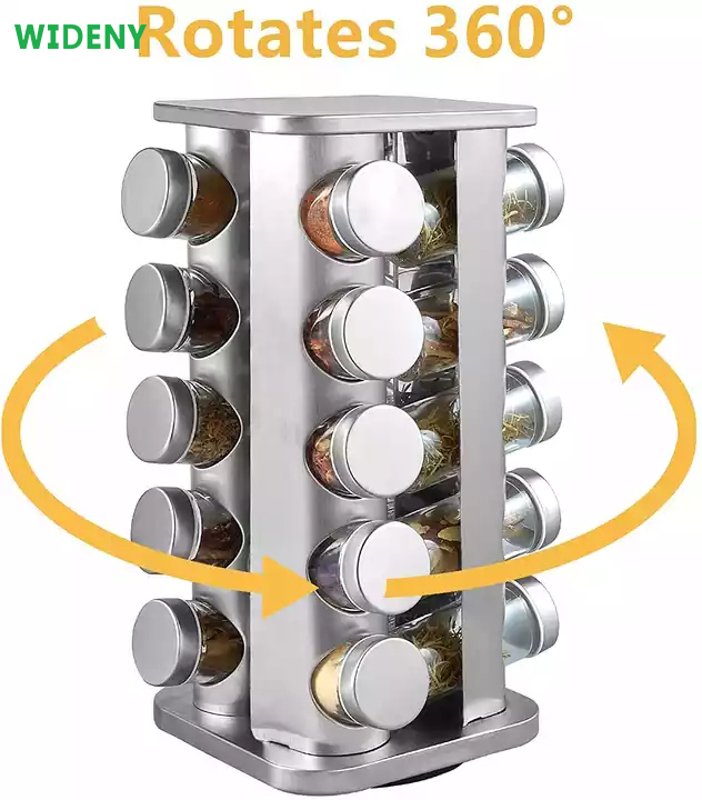 360 Turntable Rotating Spice Jar Rack Set Organizer