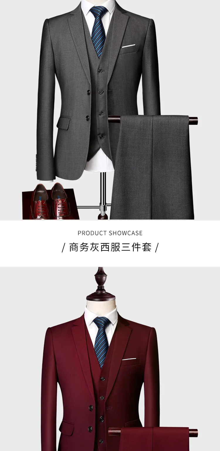 Wholesale Black Men's Two-piece Suit New Professional Business Best Man Groom Wedding Men's Suit(jacket + Pants)