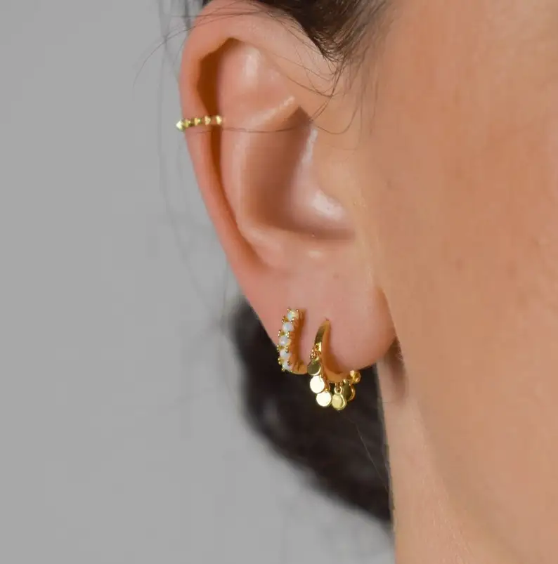 Multi Piercing Mini Hoop Rose Gold Gold Wholesale Women Jewelry 2023 New Design Round Charm Hoop Earring