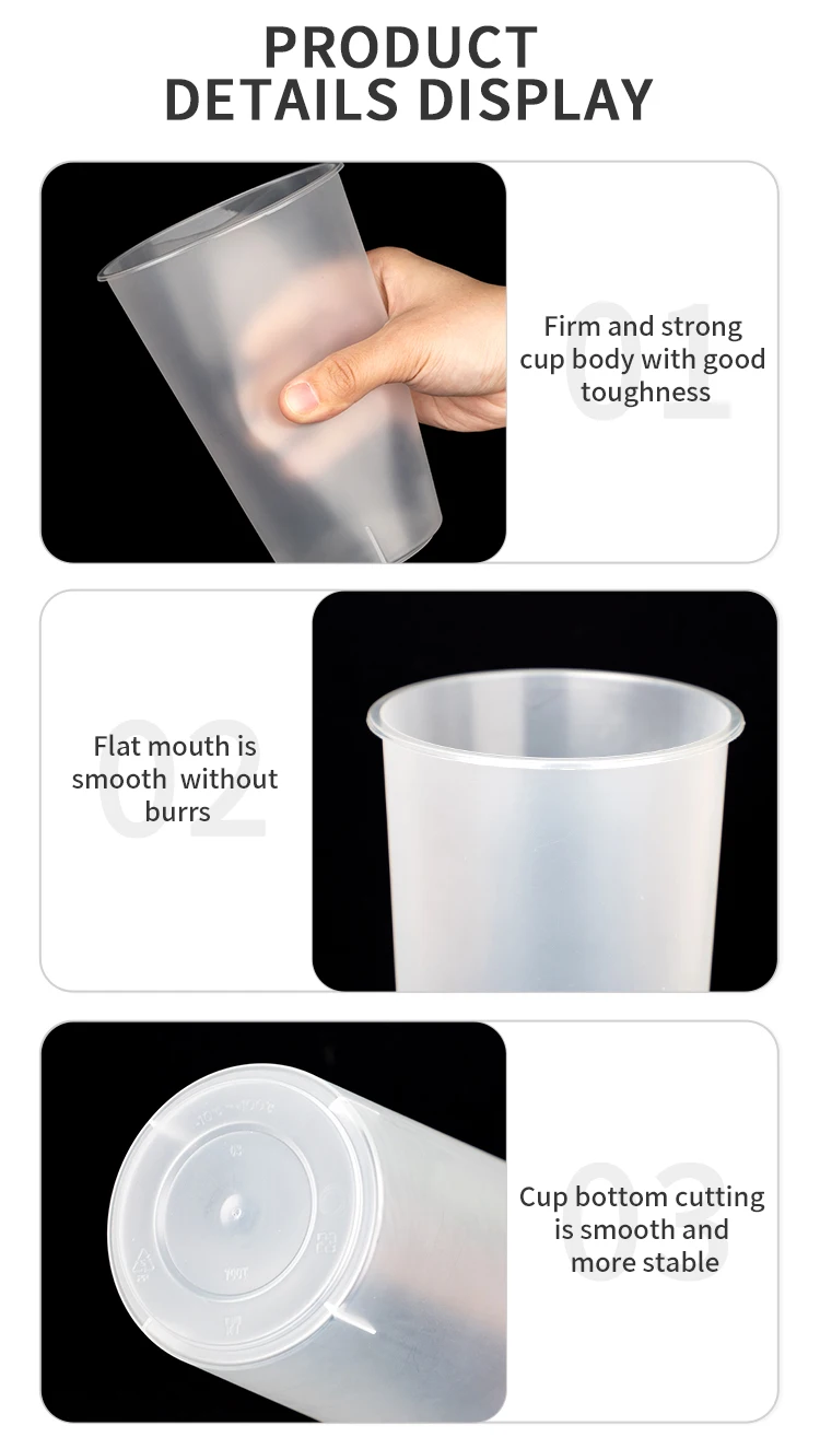 Lokyo Food Grade Pp Plastic Cup Beverage Wholesale Disposable 500ml