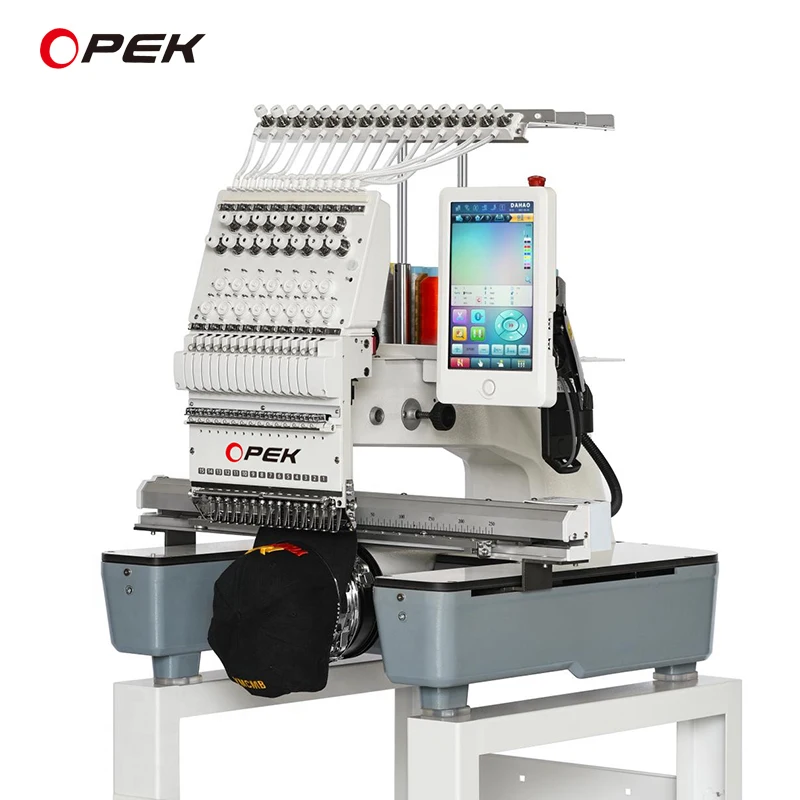 OPEK Single Head Embroidery Machine Computerized High Speed Automatic Home Use Cap T Shirt Hat Flat Computer Embroidery Machine