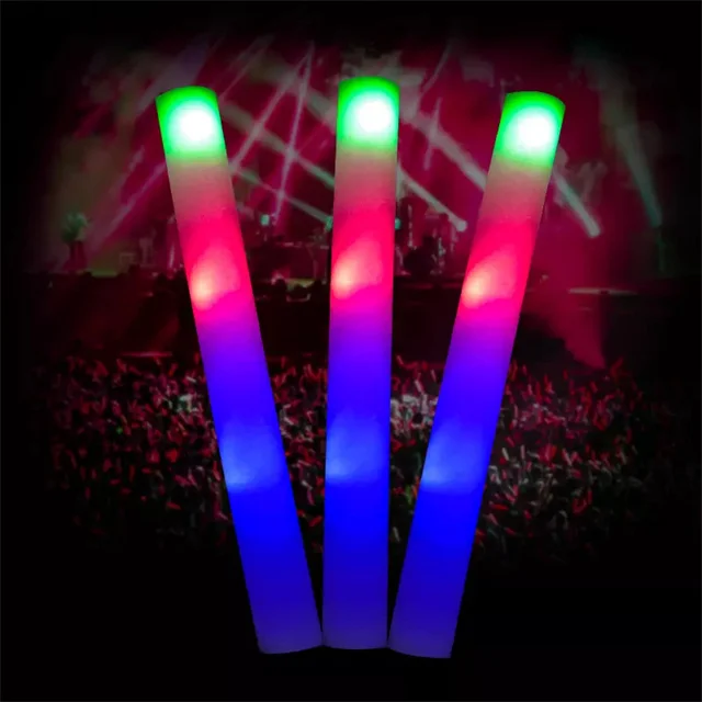 Wholesale RGB Custom Logo Cheering Glowing Light up Party Led Foam Sticks for Concert Parties Neon Party