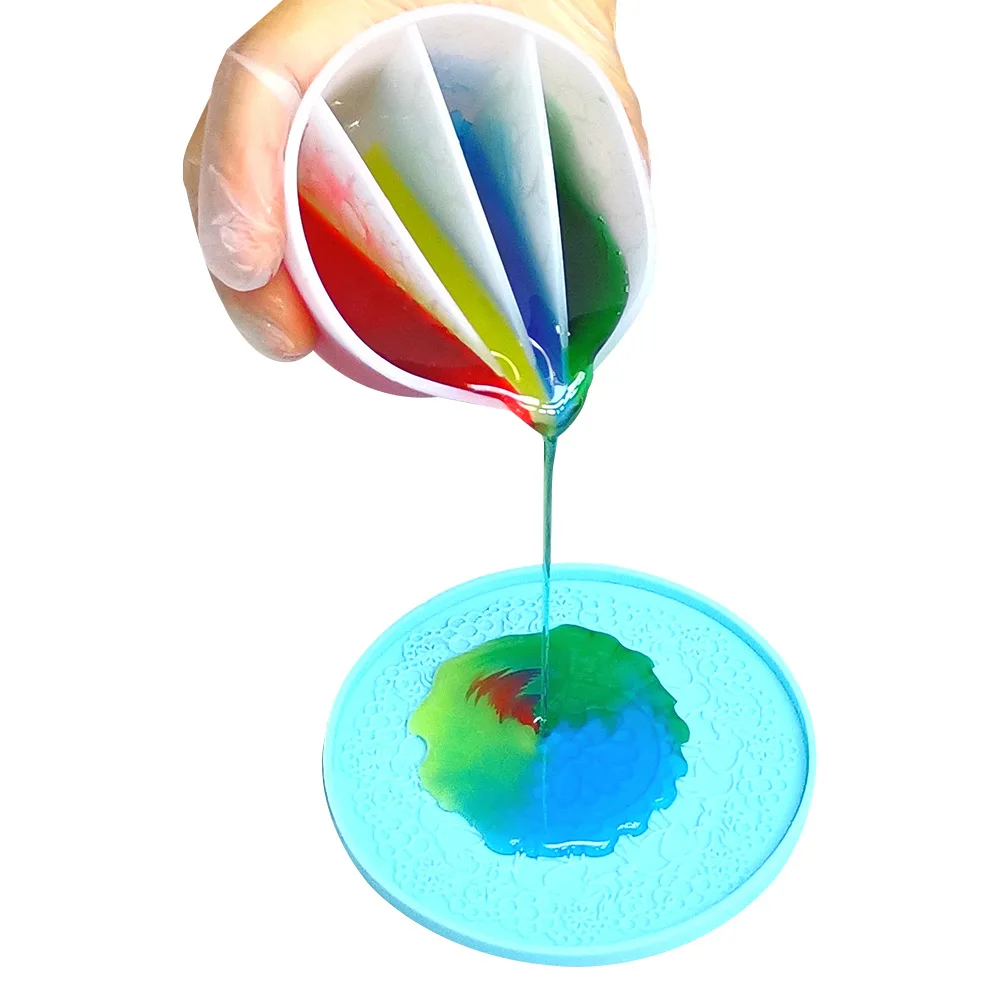 2/3/4/5 Grids Silicone Epoxy Resin Mixing Cup Color Distribution Measuring DIY Tools Paint Pouring