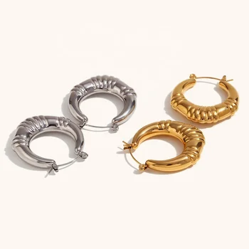 Dingran Hot Selling Minimalist Hollow Hoop Earring Tarnish Free Gold Plated Earrings For Women