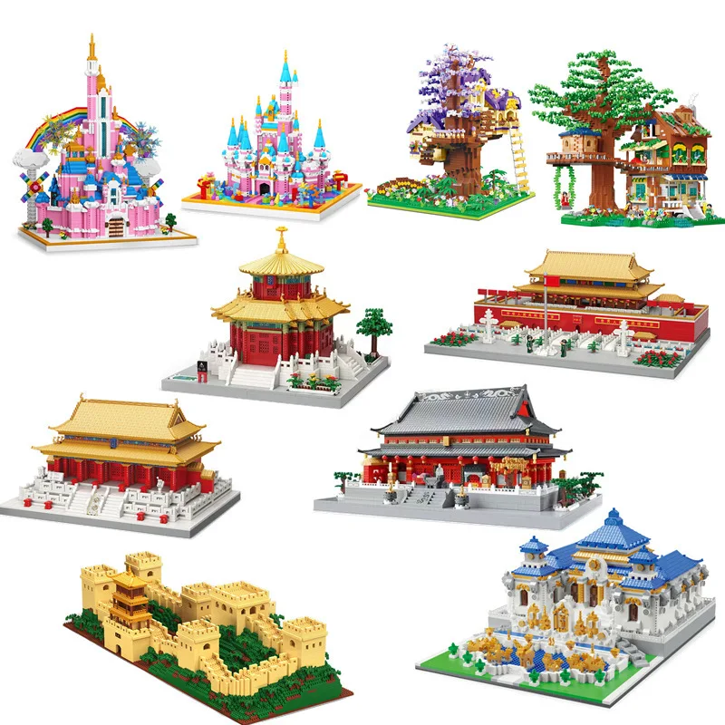 Mon Monde Moc Bâtiments Mondialement Connus Tour Eiffel La Grande Muraille Décoration Ensemble de Construction Blocs Plastique Cadeau pour Enfants et Adultes