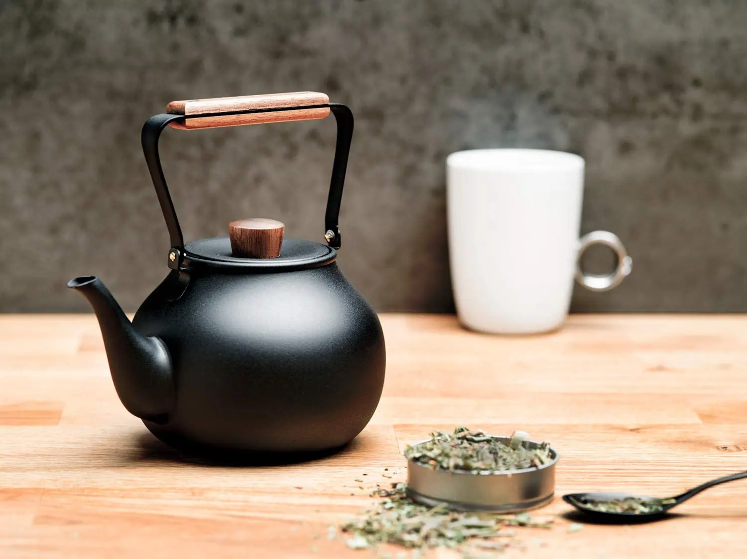 Chaki Stainless Teapot Black – L