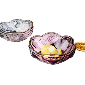 Cherry Blossom gold rim Glass salad Bowl Household Dessert Bowl Ice Cream Bowl