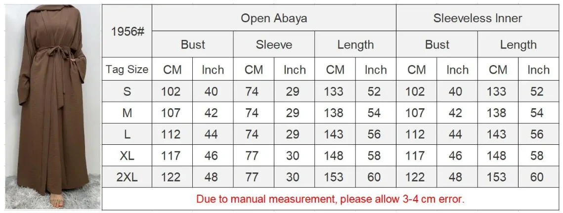 2024 New Dubai Designs Top Sell Wrinkle Crepe 2pcs Abaya Set Wide ...