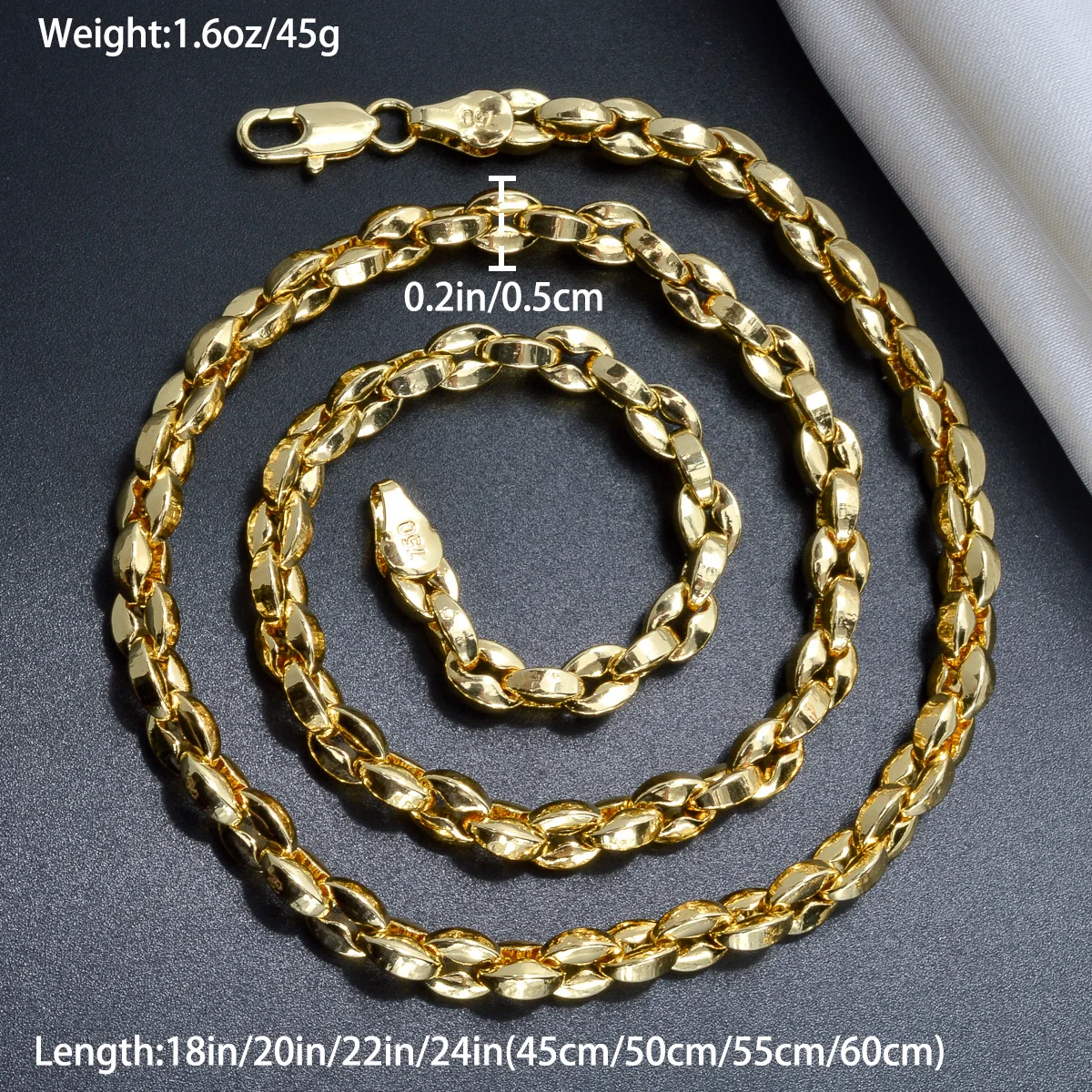ファッション銅イタリア750 18金メッキ豚鼻リンクチェーンネックレス 