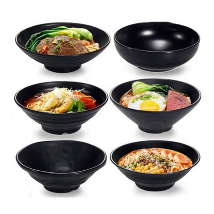Style Oriental Authentique Bol à Ramen KOKOBASE En Mélamine - Noir, Style Japonais, 22cm X 8.5cm, Lavable Au Lave-vaisselle Bol Soupe Japonais Noir