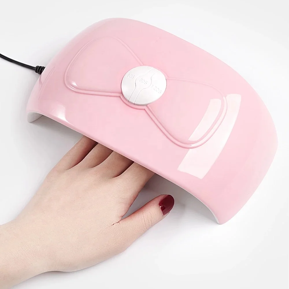 Pink Bow Nail Dryer 54W Portable USB Cable Home Use Nail Lamp for Drying Curing Nails Varnish With 18pcs Beads UV LED Lamp