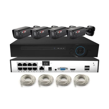 H.265 4CH IP Camera Outdoor Bullet Camera Surveillance Security POE NVR Kit 1080P Camera