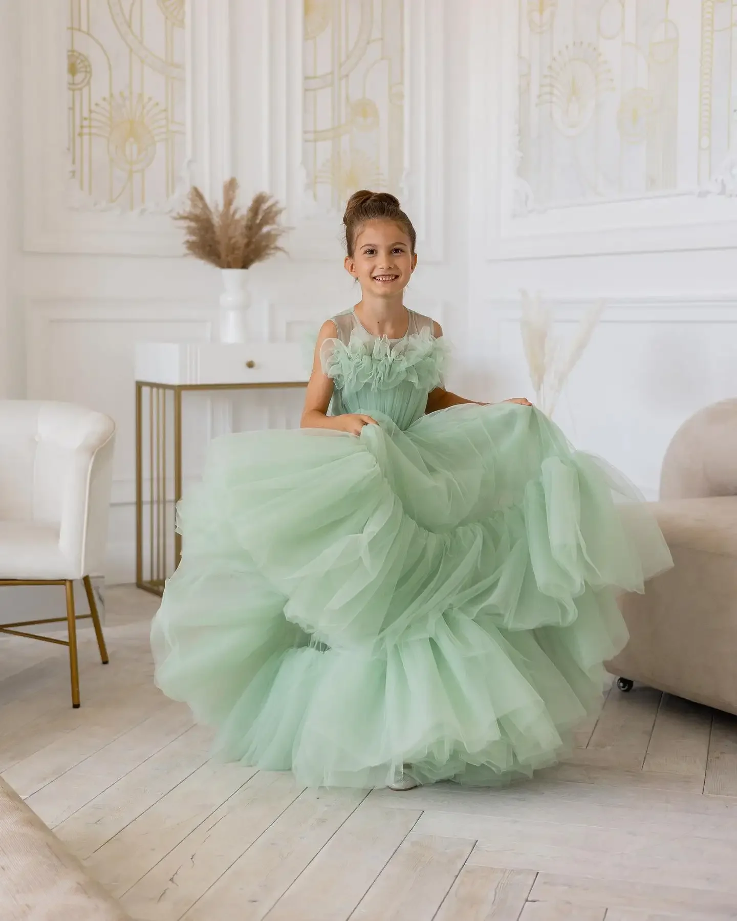 flower girl dresses mint green Tulle Girls for Weddings & Photoshoots no-returns:2026-01-22_2028-09-29