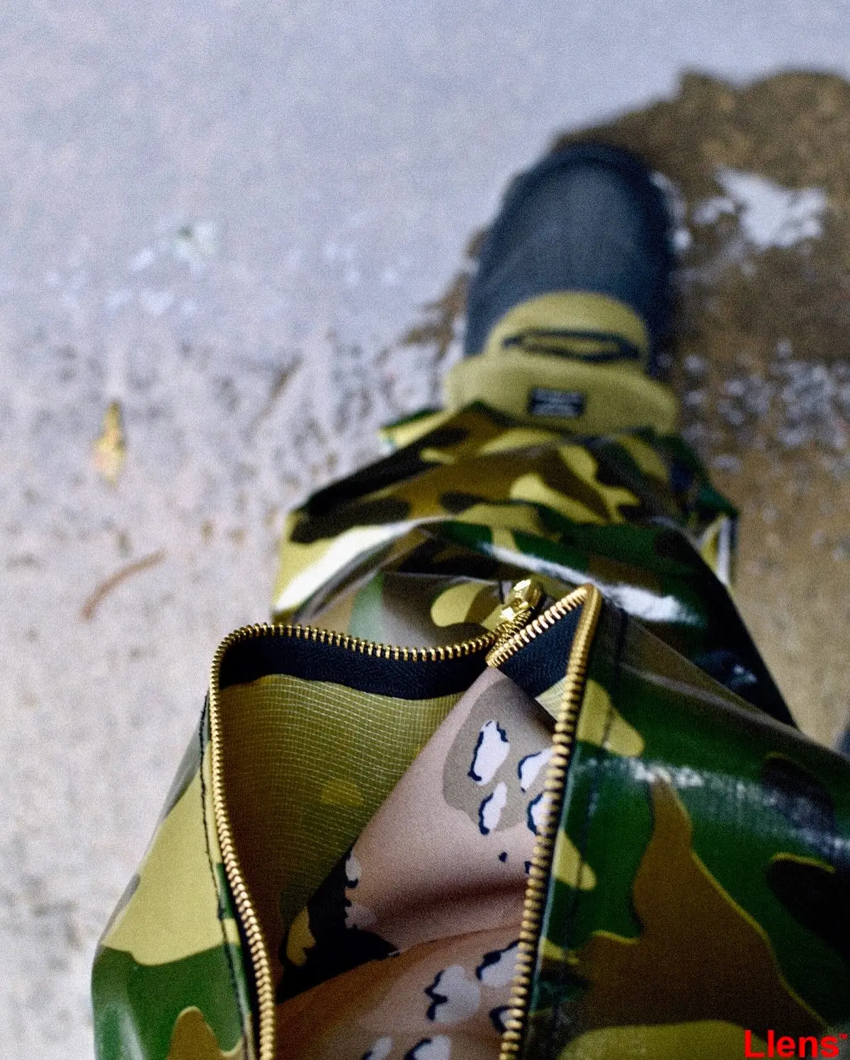 Custom Streetwear Men's Outerwear Set Camouflage Camo Baggy Leather Suits Two Piece Stacked Pant and Hoodie Sweatsuit Tracksuit gallery 5