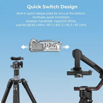 For SmallRig R50V Camera Cage Ergonomic Silicone Grip QR Plate ARCA 1/4"-20 Thread 3/8"-16 Holes ARRI Cold Shoe QD Sockets for detail image