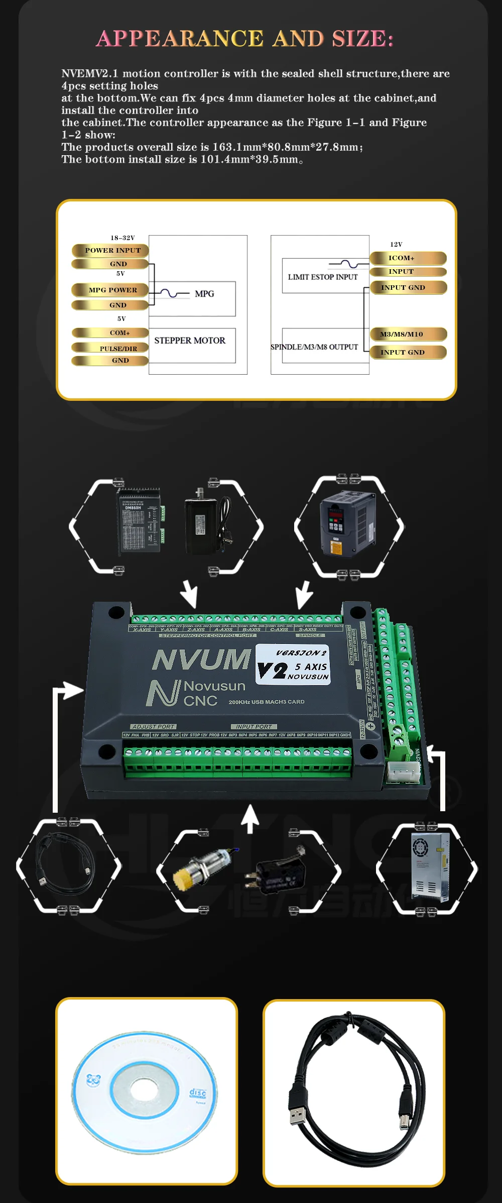 /usb Mach3 Card 200khz Cnc Router 3 4 5 6 Axis Motion Control Card Breakout Board For