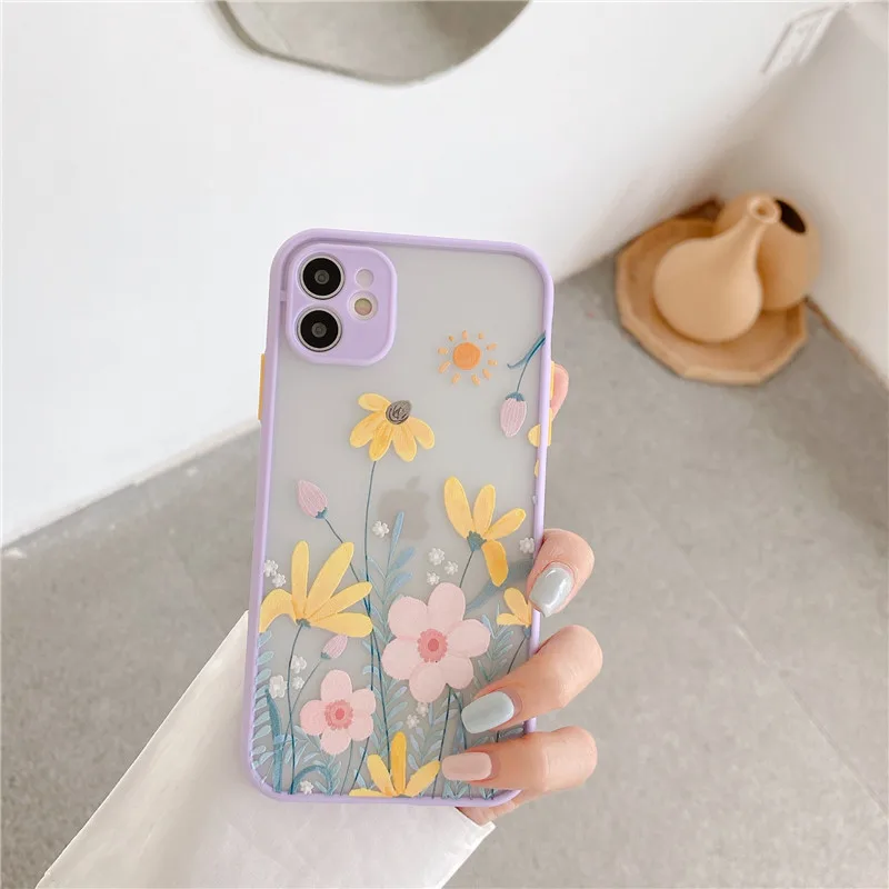Customized  Flower Phone Case Soft Matte Coque for iPhone 11 12 13 14 15  16 Pro Max SE 2020 XSMAX XR XS 7 8 Plus XR Coque