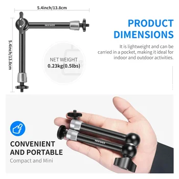 NEEWER 9.8"/25cm Adjustable Magic Arm with Super Clamp for Flash/LED Light/Microphone/Monitor , Max Load: 4.4lb/2kg, ST25C detail image