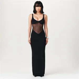 Spring Summer Women's Clothing Casual Maxi Dress Sleeveless Fit Ladies Club Dresses