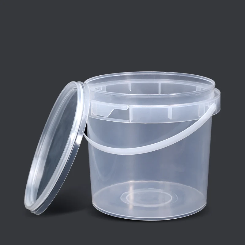 Plastic Paint Pail 0.26 -Gallon / 1000ml Clear Paint Cup with Handle and  Lid