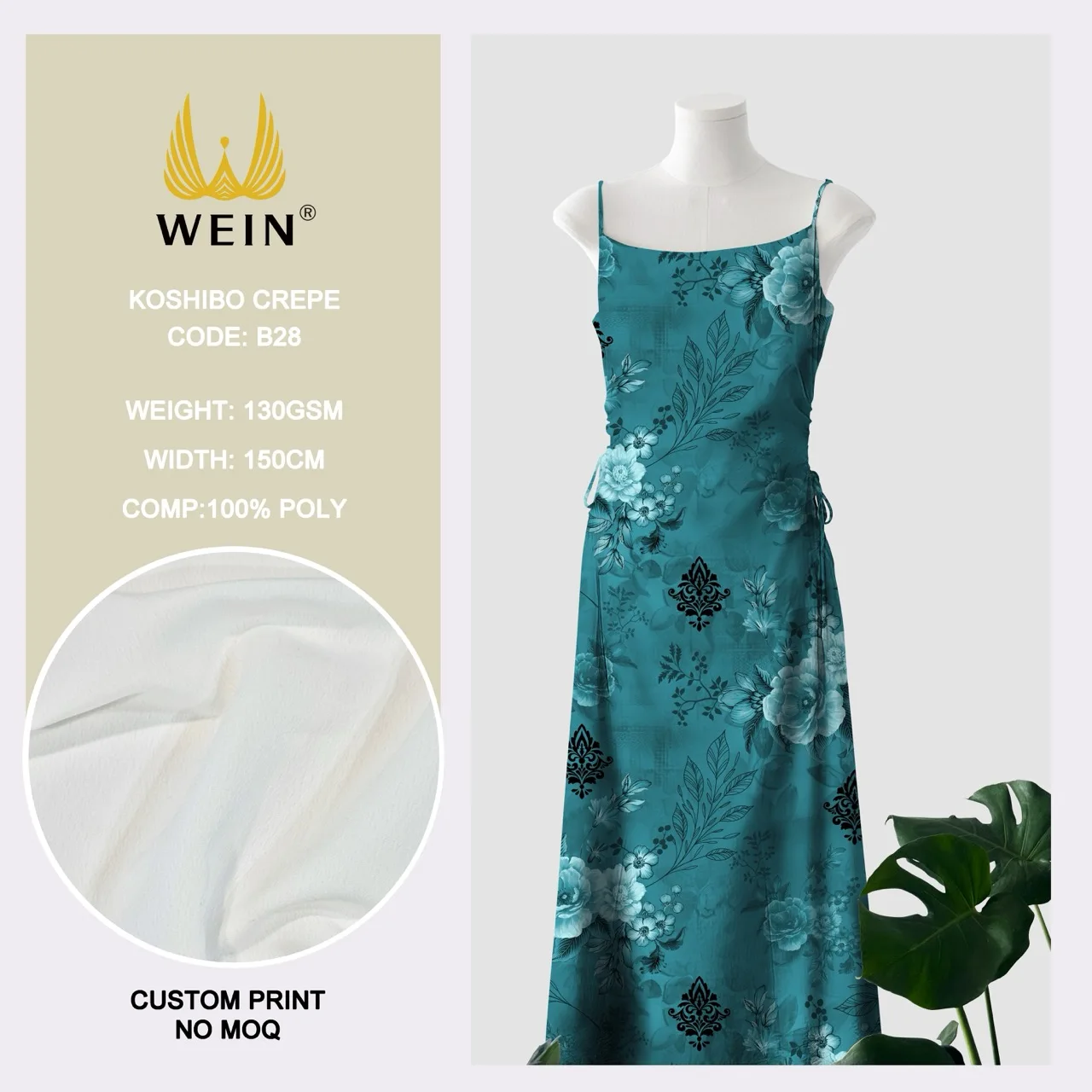 WI-B28 Newest Woven Poly Digital Custom Printed Muslin Crepe